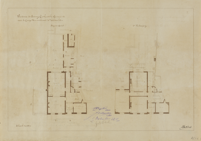 214621 Plattegronden van de eerste en tweede verdieping van het ontwerp voor de verbouwing van de pastorie (Lange ...